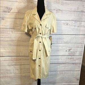 Classic Khaki Button-Down Belted Dress Maggy  London NWT NEW